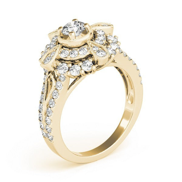 2.00Ct DE/VS Lab Grown Round Diamond Halo Engagement Ring 18K White Gold