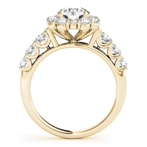 3.00 Carat Lab Grown Round Cut Diamond Halo Engagement Ring 18K White Gold