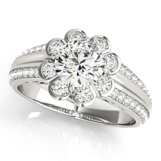 2.00Ct DE/VS Lab Grown Round Cut Diamond Halo Engagement Ring Platinum