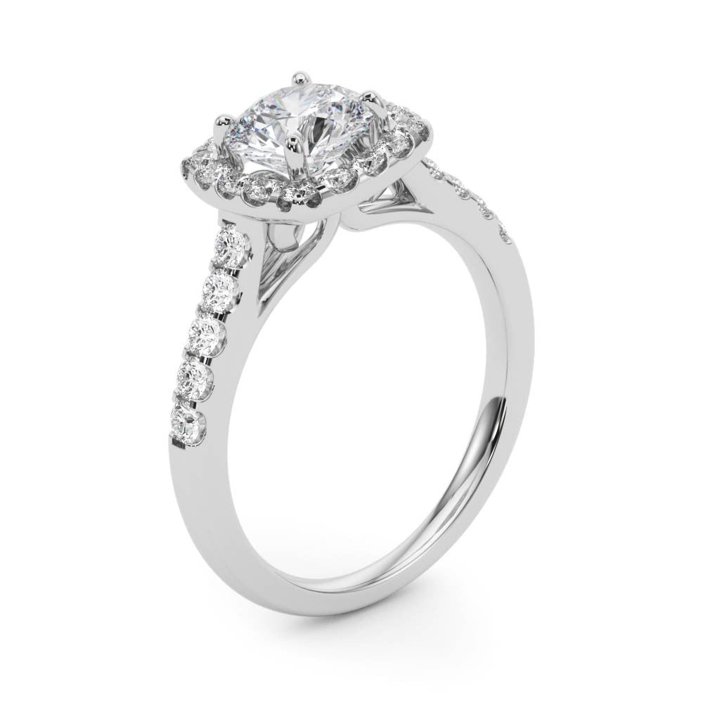2.00Ct  Lab Grown Round Diamond Halo Engagement Ring 18K White Gold