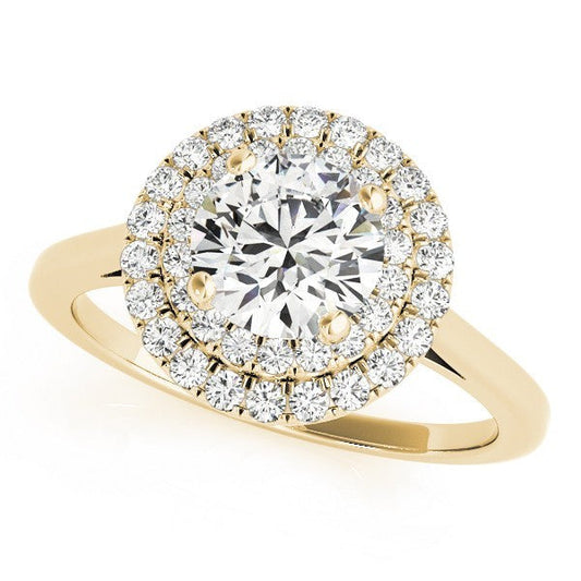 Lab Grown Round Diamond Halo Engagement Ring 18K Yellow Gold
