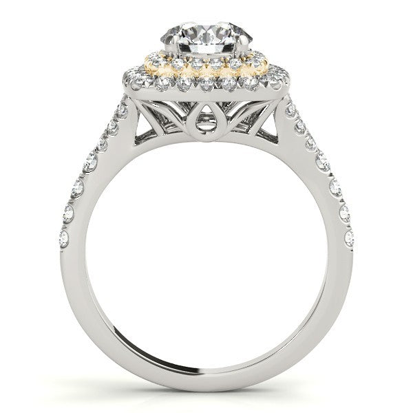 Lab Grown Round Diamond Halo Engagement Ring 18K Yellow Gold