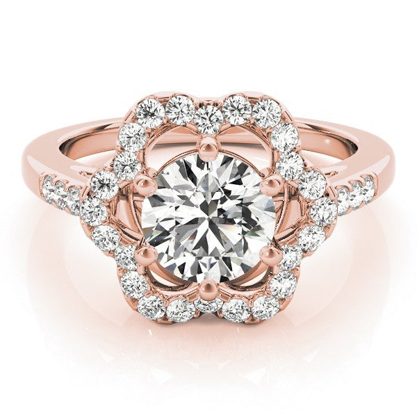 2.00Ct Lab Grown Round Diamond Halo Engagement Ring 18K Yellow Gold