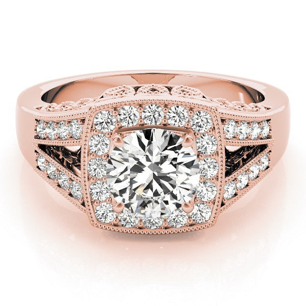2Ct DE/VS Lab Grown Round Diamond Halo Engagement Ring 18K Yellow Gold