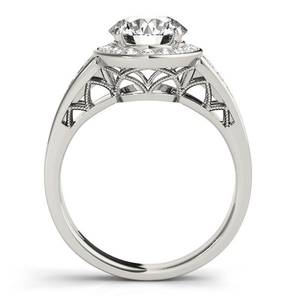 Lab Grown Round Diamond Halo Engagement Ring 18K Yellow Gold