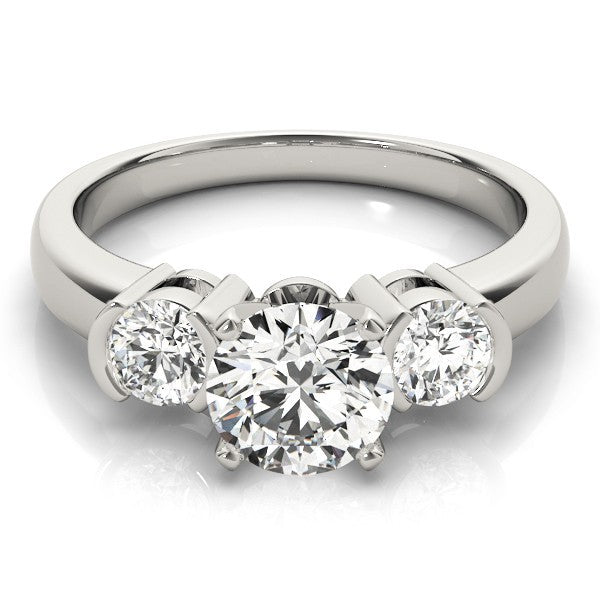 Platinum 3 Stone Engagement Ring DE/VS 2.00Ct Lab Grown Round Diamond Prong Set
