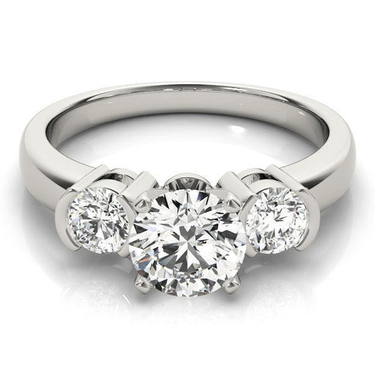 Platinum 3 Stone Engagement Ring DE/VS 2.00Ct Lab Grown Round Diamond Prong Set