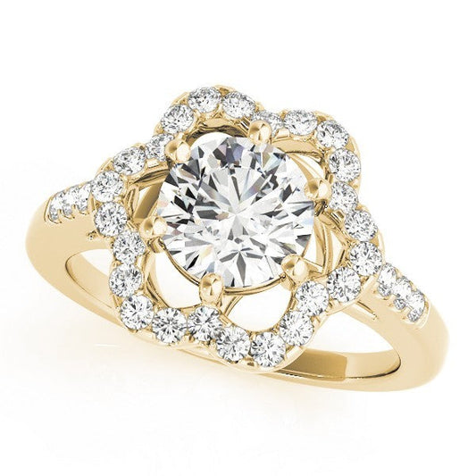 2.00Ct Lab Grown Round Diamond Halo Engagement Ring 18K Yellow Gold