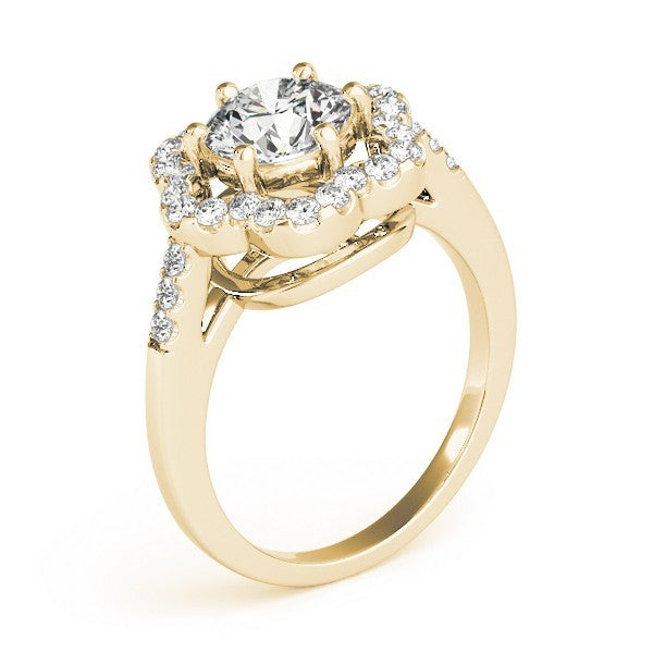 2.00Ct Lab Grown Round Diamond Halo Engagement Ring 18K Yellow Gold