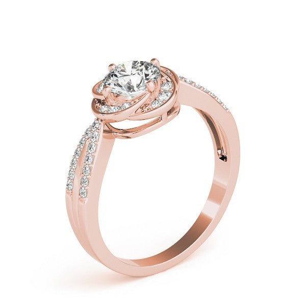 Lab Grown Round Diamond Halo Engagement Ring 18K White Gold