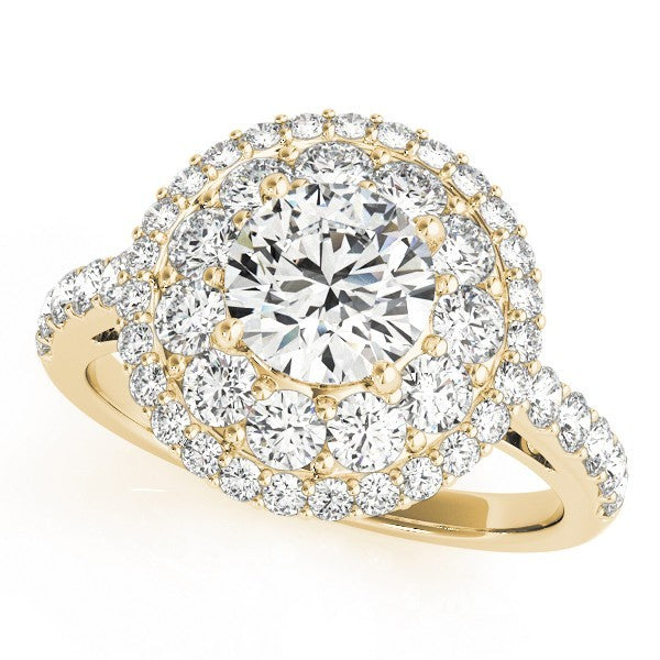 3.00 Carat Lab Grown Round Cut Diamond Halo Engagement Ring 18K White Gold