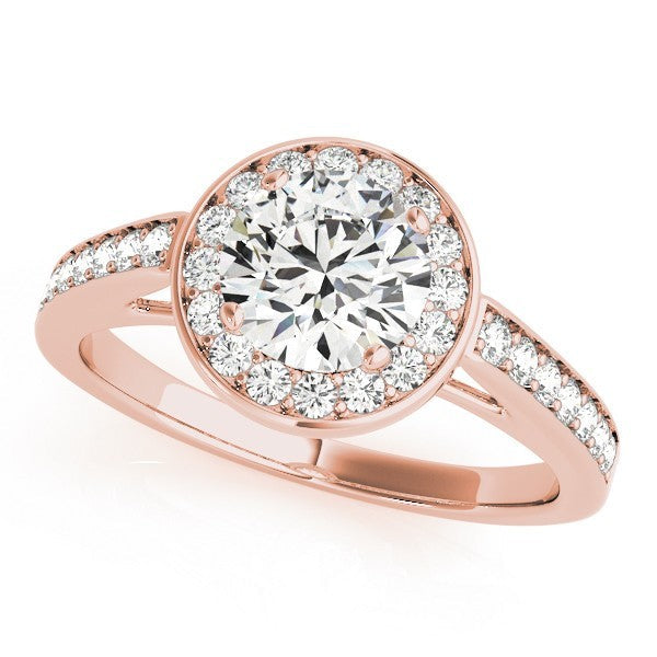 Lab Grown Round Diamond Halo Engagement Ring 18K Yellow Gold
