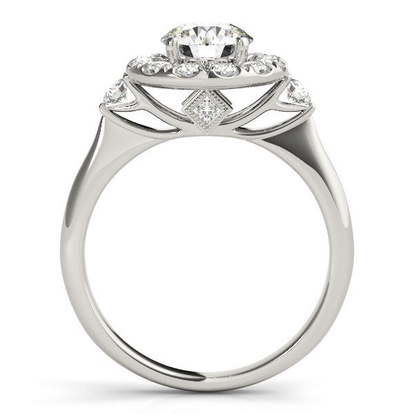 Lab Grown Round Diamond Halo Engagement Ring 18K Rose Gold