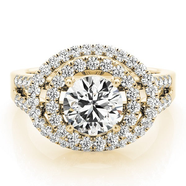 2.00Ct Lab Grown Round Diamond Halo Engagement Ring 18K Yellow Gold