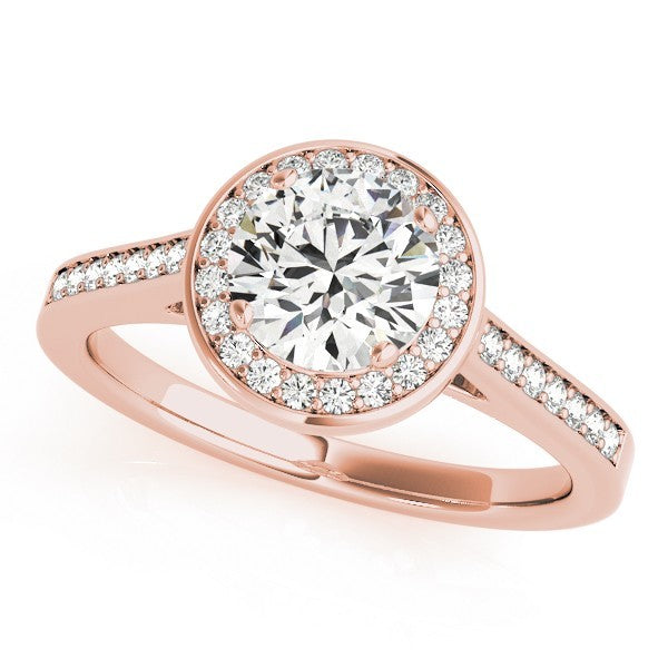 Lab Grown Round Diamond Halo Engagement Ring 18K White Gold