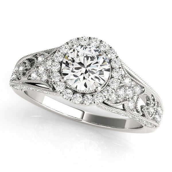 2.00Ct Lab Grown Round Diamond Halo Engagement Ring 18K Yellow Gold