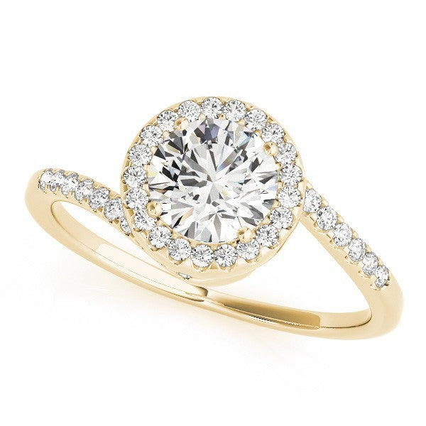 Lab Grown Round Diamond Halo Engagement Ring 18K Yellow Gold