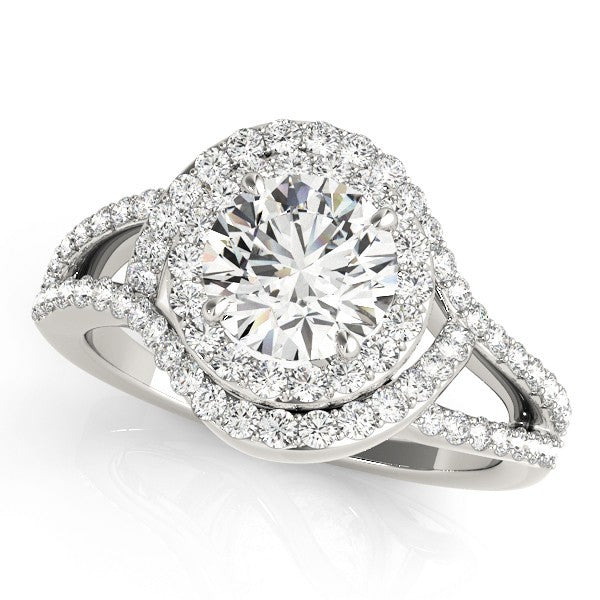 2.00Ct Lab Grown Round Diamond Halo Engagement Ring 18K Rose Gold