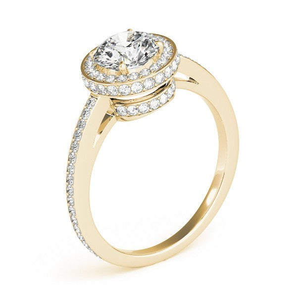 Lab Grown Round Diamond Halo Engagement Ring 18K White Gold