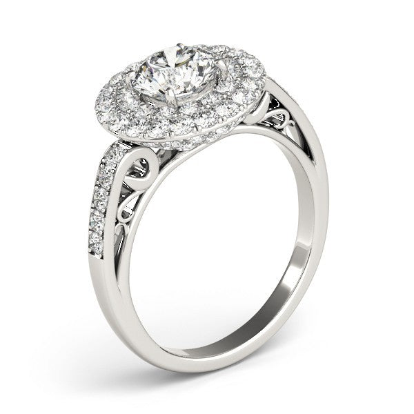 4.00 Carat DE/VS Lab Grown Round Cut Diamond Halo Engagement Ring 18K White Gold
