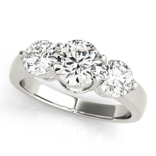 Lab Grown Round Diamond Trilogy Engagement Ring Platinum 0.50Ct To 2.00Ct DE/VS