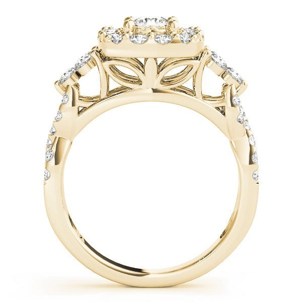 Lab Grown Round Diamond Halo Engagement Ring 18K White Gold