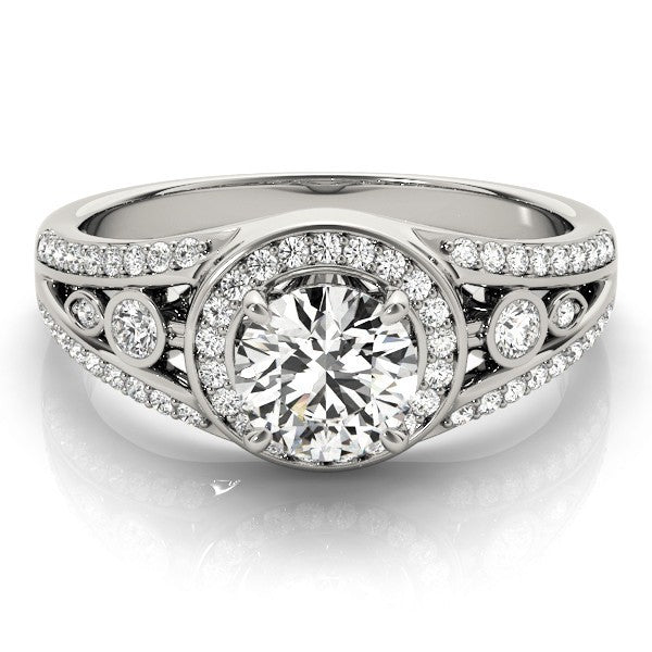 2.00Ct DE/VS Lab Grown Round Diamond Halo Engagement Ring 18K White Gold