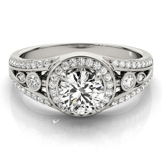 2.00Ct DE/VS Lab Grown Round Diamond Halo Engagement Ring 18K White Gold