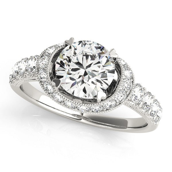2.00 Ct DE/VS Lab Grown Round Diamond Halo Engagement Ring 18K Yellow Gold