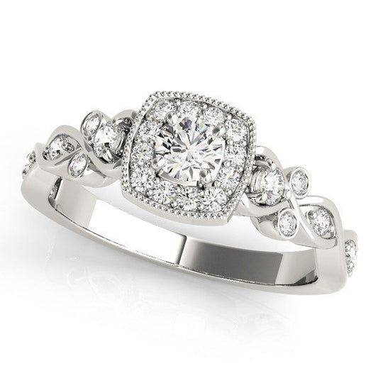 2.00Ct DE/VS Lab Grown Round Diamond Halo Engagement Ring 18K White Gold