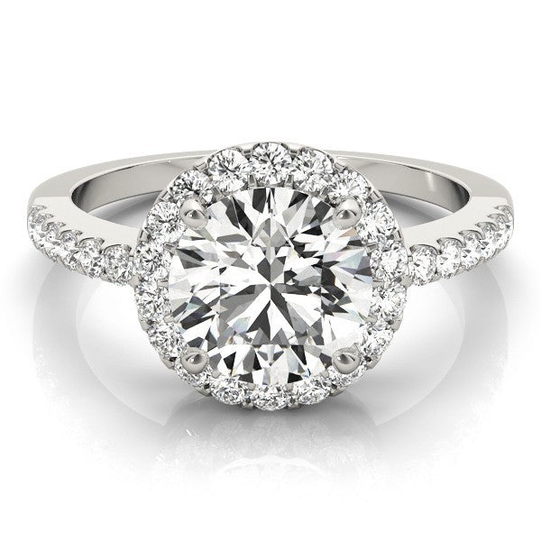 2.00Ct DE/VS Lab Grown Round Diamond Halo Engagement Ring 18K White Gold