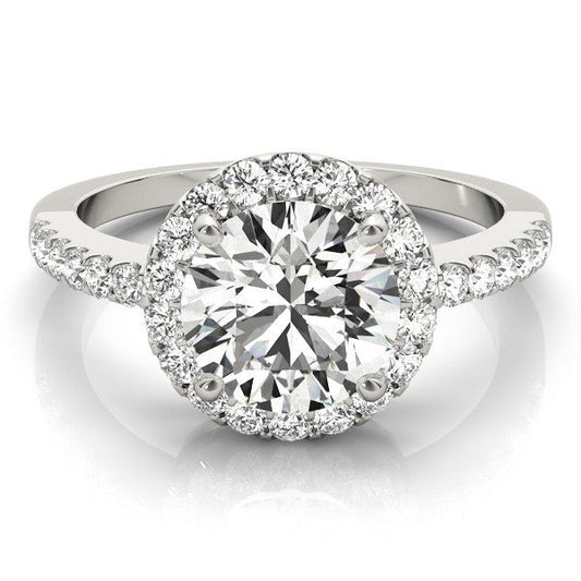 2.00Ct DE/VS Lab Grown Round Diamond Halo Engagement Ring 18K White Gold