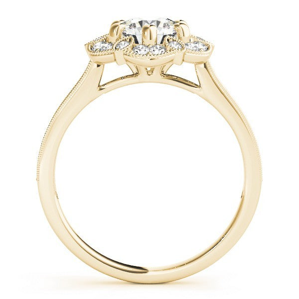 Lab Grown Round Diamond Halo Engagement Ring 18K White Gold