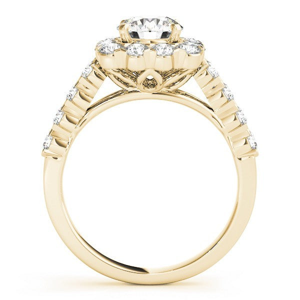 Lab Grown Round Diamond Halo Engagement Ring 18K Rose Gold
