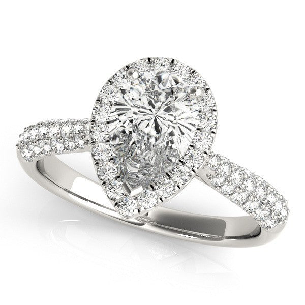 2.00 Ct DE/VS Lab Grown Pear Shape Diamond Halo Engagement Ring Platinum