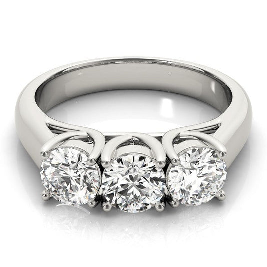 2.00Ct Claw Set Lab Grown Round Diamond 3 Stone Engagement Ring Platinum