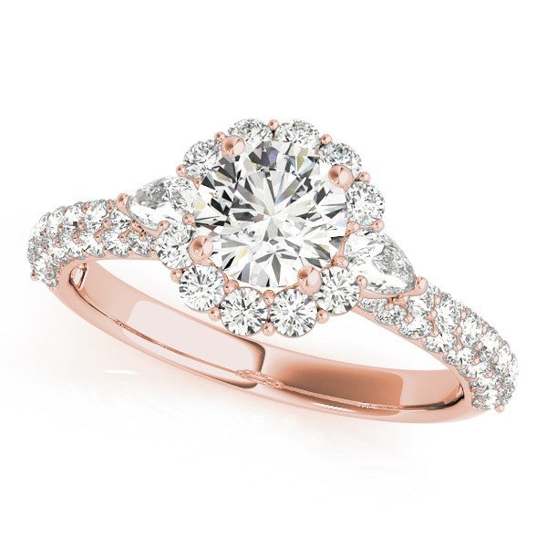 Lab Grown Round Diamond Halo Engagement Ring 18K Yellow Gold