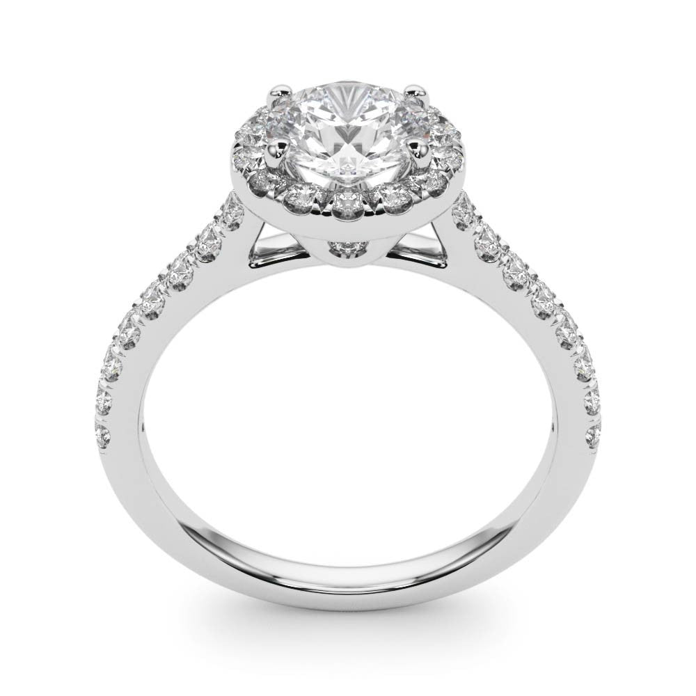 Lab Grown Round Diamond Halo Engagement Ring 18K Rose Gold