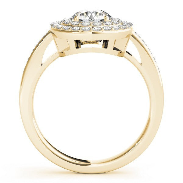 2.00 Ct DE/VS Lab Grown Round Diamond Halo Engagement Ring 18K Yellow Gold