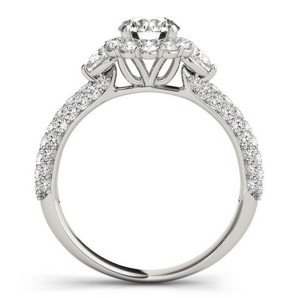 Lab Grown Round Diamond Halo Engagement Ring 18K Yellow Gold
