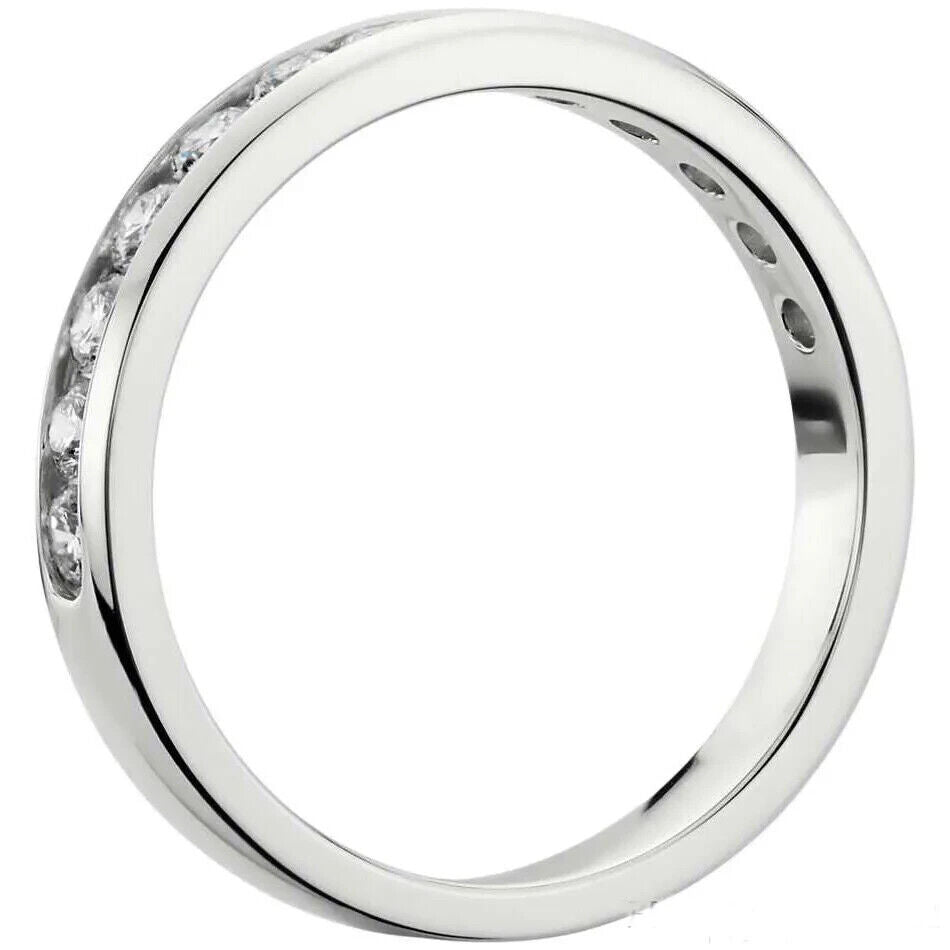 0.25 - 1.00Ct Natural Round Diamond Channel Set Half Eternity Wedding Ring