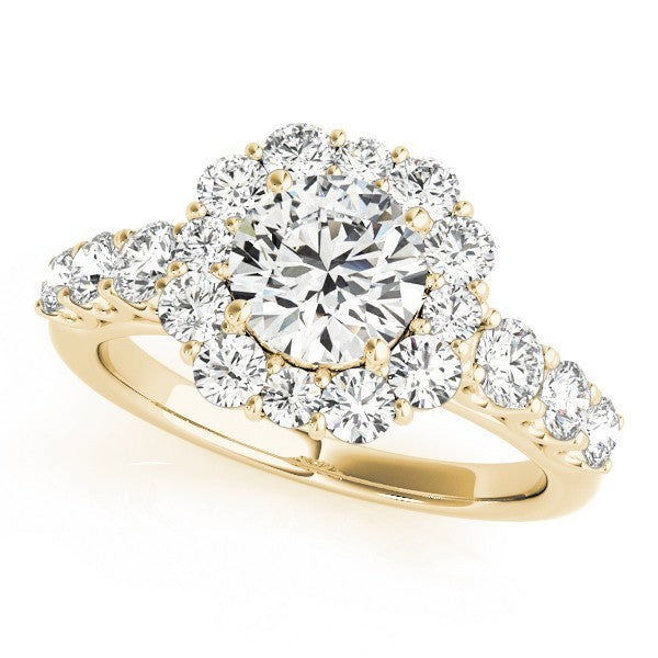 3.00 Carat Lab Grown Round Cut Diamond Halo Engagement Ring 18K White Gold