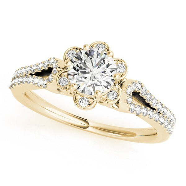 2.00 Ct DE/VS Lab Grown Round Diamond Halo Engagement Ring 18K Yellow Gold