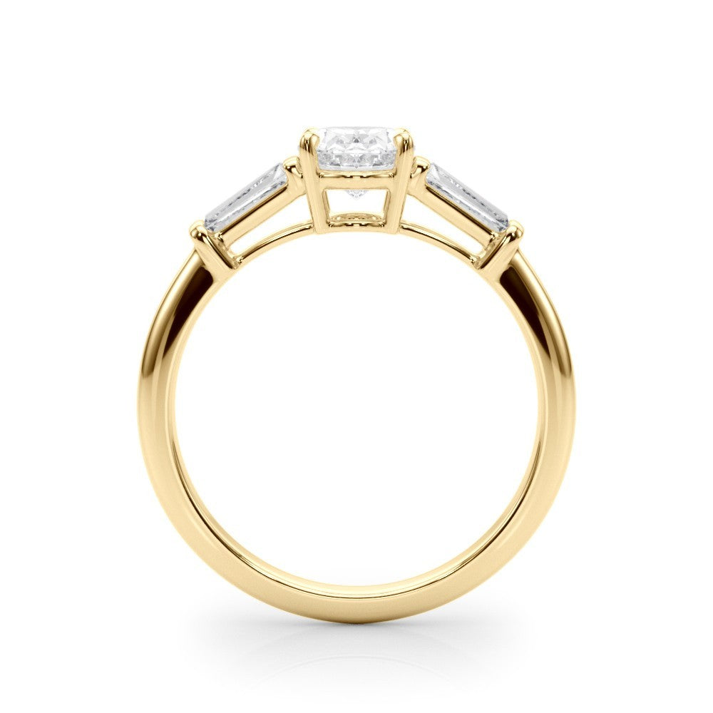 18K Yellow Gold 2CT DE/VS Lab-Grown Oval Diamond 3 Stone Engagement Ring