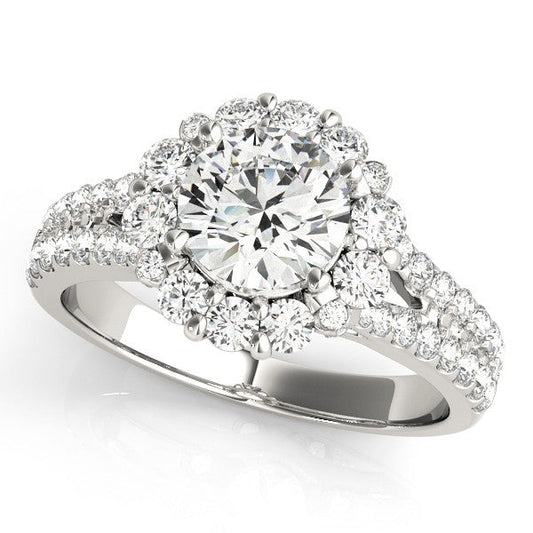 2.00Ct DE/VS Lab Grown Round Diamond Halo Engagement Ring 18K White Gold