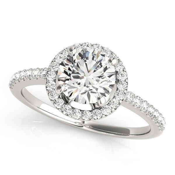 2.00 Carat DE/VS Lab Grown Round Diamond Halo Engagement Ring 18K White Gold