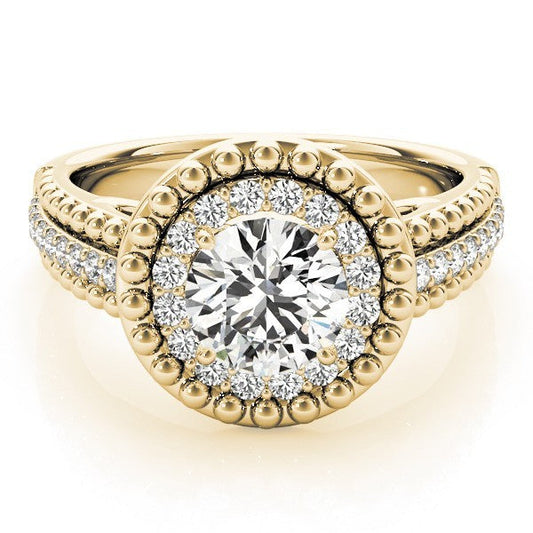 2Ct DE/VS Lab Grown Round Diamond Halo Engagement Ring 18K Yellow Gold