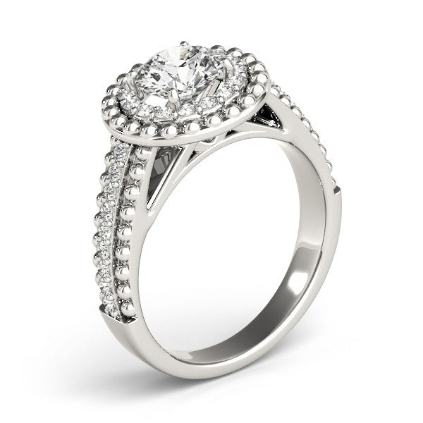 2Ct DE/VS Lab Grown Round Diamond Halo Engagement Ring 18K Yellow Gold