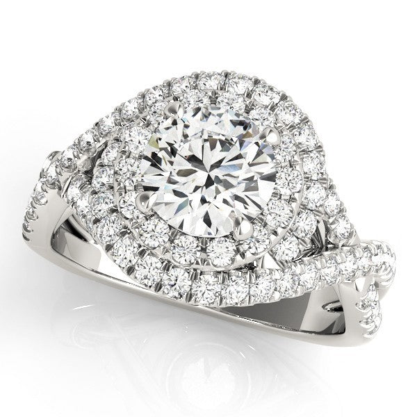 3.00 Carat DE/VS Lab Grown Round Cut Diamond Halo Engagement Ring 18K White Gold