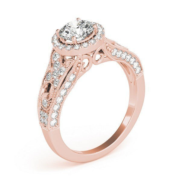 2.00Ct Lab Grown Round Diamond Halo Engagement Ring 18K Yellow Gold